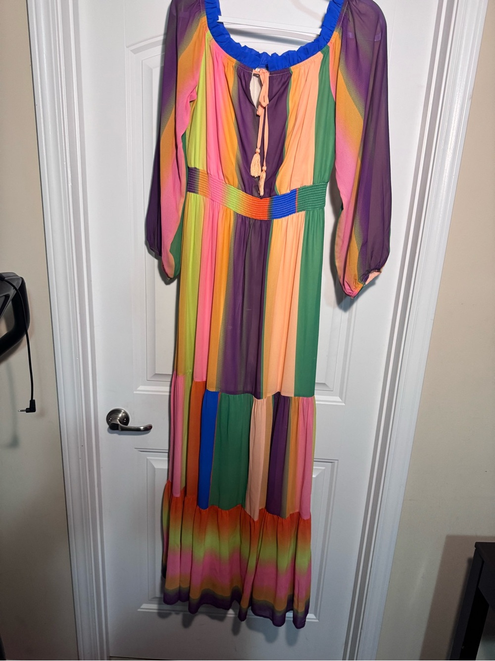 Multicolor Striped Maxi Dress - Vibrant Rainbow Design